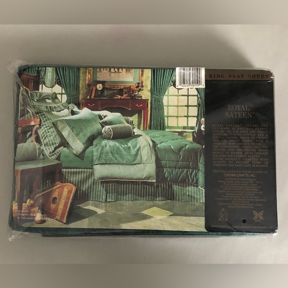 MANON Egyptian 100%Cotton King Flat Sheet Vintage Luxury Royal Sateen New in box - Picture 4 of 14